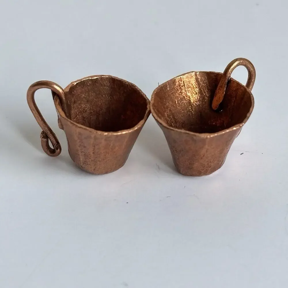 1:12 Dollhouse Miniature Copper Metal Kitchenware Set Lot 7 Pan Pot Pitcher Cups